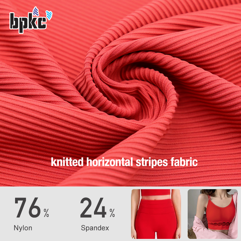 knitted horizontalstripes stretch fabric